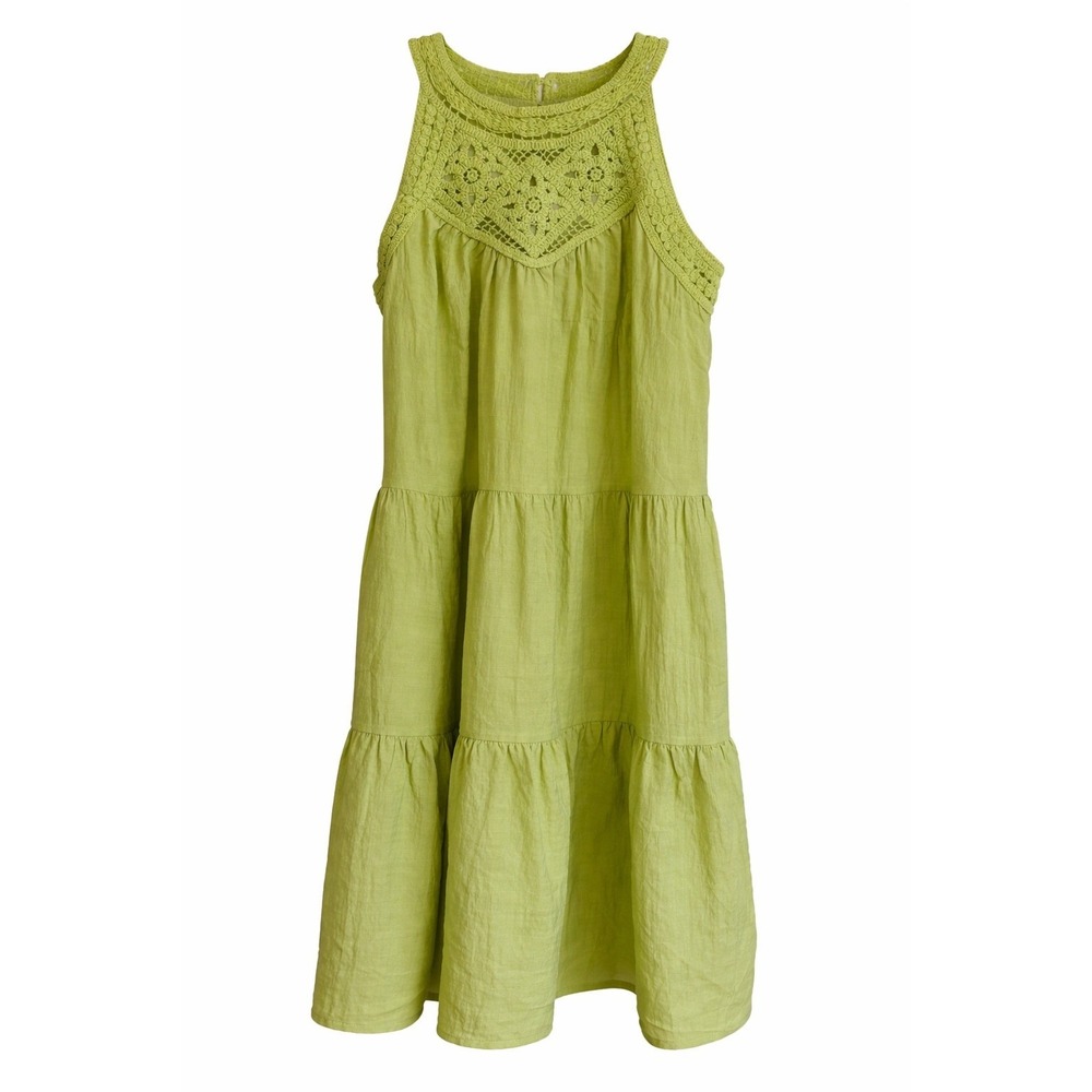 BTFBM Crochet Halter Boho Tiered Dress NWT Green Size S MSRP $38